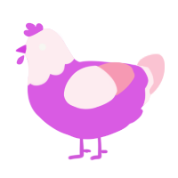 A orchid and rose chicken with a head pattern