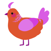 A vermilion and orchid chicken with a neck-band pattern