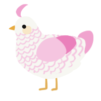 A white and pink chicken with a lace pattern