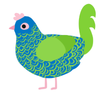 algae, a sapphire and grass chicken with a double-lace pattern