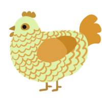 A apple and orange chicken with a lace pattern
