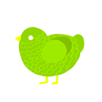 A chartreuse chicken with a lace pattern