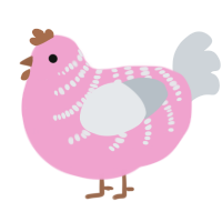 A pink and mist chicken with a half-bar pattern