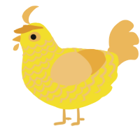 A yellow and honey chicken with a lace pattern
