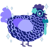 A navy and lilac chicken with a lace pattern