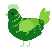 A leaf and grass chicken with a half-bar pattern