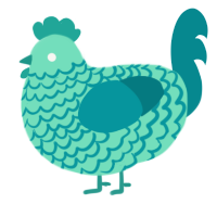 A mint and teal chicken with a lace pattern