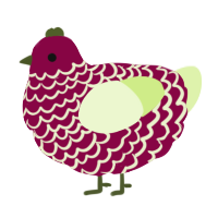 A maroon and apple chicken with a lace pattern