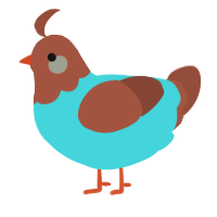 A aqua and russet chicken with a head pattern