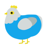 A sky and silver chicken with a head pattern