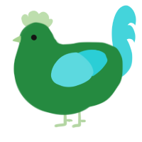 A viridian and aqua chicken