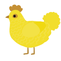 A yellow chicken with a lace pattern