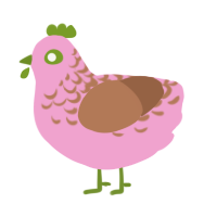 Sakura, a pink and brown chicken with a half-lace pattern