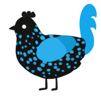 A black and sky chicken with a speckle pattern