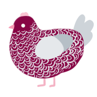 A maroon and mist chicken with a double-lace pattern