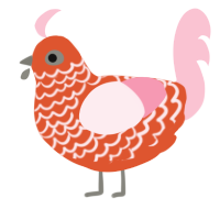 A vermilion and rose chicken with a lace pattern