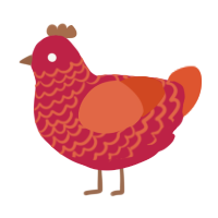 A crimson and vermilion chicken with a lace pattern