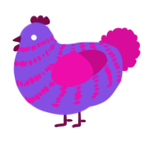 (unnamed), a blurple and fuchsia chicken with a bar pattern