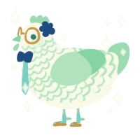 A white and mint chicken with a lace pattern
