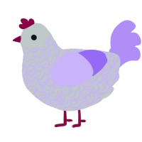A silver and lilac chicken with a double-lace pattern