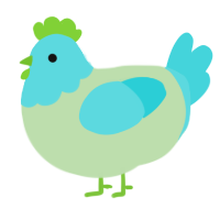 A gluppy and aqua chicken with a head pattern