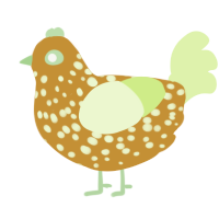 A gold and apple chicken with a speckle pattern