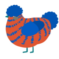 (unnamed), a vermilion and ultramarine chicken with a bar pattern