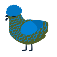 A olive and sapphire chicken with a lace pattern