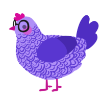 A lilac and indigo chicken with a double-lace pattern