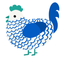 (unnamed), a white and ultramarine chicken with a lace pattern