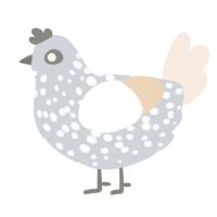 A mist and cream chicken with a speckle pattern