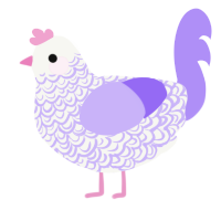A white and lilac chicken with a double-lace pattern