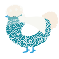A sea and cream chicken with a double-lace pattern