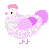 A white and lavender chicken with a double-lace pattern