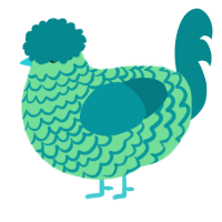 A spring and teal chicken with a lace pattern