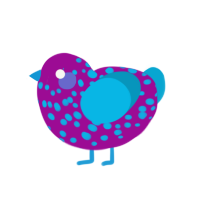 Assault, a plum and cerulean chicken with a speckle pattern