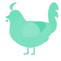 A mint chicken with a double-lace pattern