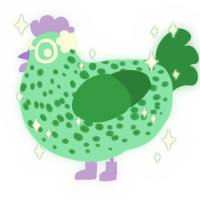 A mint and viridian chicken with a speckle pattern