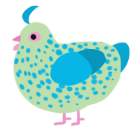 A gluppy and cerulean chicken with a speckle pattern