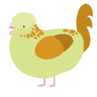 A lemon and ochre chicken with a neck-speckle pattern