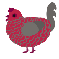 A crimson and grey chicken with a lace pattern