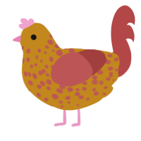 A ochre and red chicken with a speckle pattern