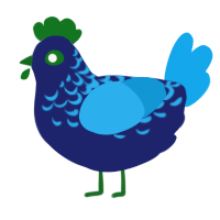 A navy and sky chicken with a half-lace pattern