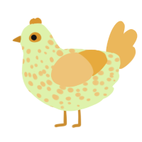 A apple and honey chicken with a speckle pattern