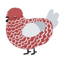A red and mist chicken with a lace pattern