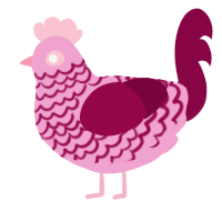 A pink and maroon chicken with a lace pattern