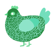 A viridian and mint chicken with a double-lace pattern