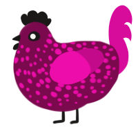 A wine and fuchsia chicken with a speckle pattern