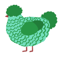 A mint and viridian chicken with a lace pattern