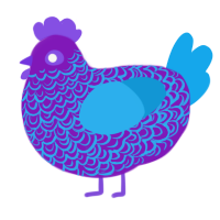 A violet and sky chicken with a double-lace pattern